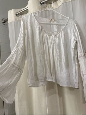 Hollister White Long-Sleeve Boho Peasant Top